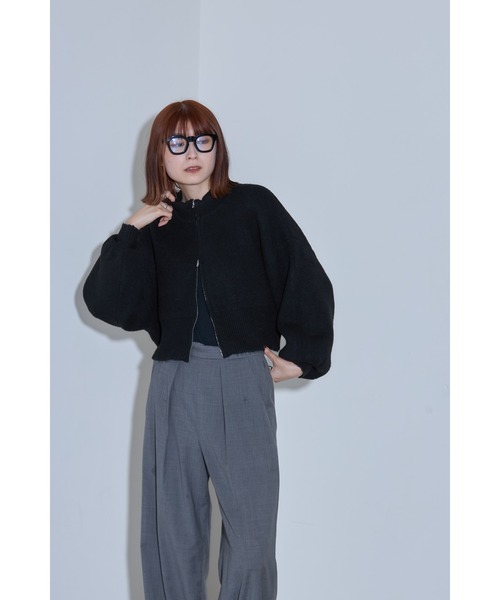 leimn(レイムン)の「フルジップニットショートプルオーバー(ニット/セーター・レディース・ブラック/ダークブラウン・M)」の13枚目の写真