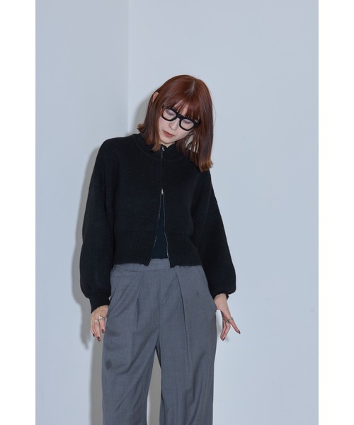 leimn(レイムン)の「フルジップニットショートプルオーバー(ニット/セーター・レディース・ブラック/ダークブラウン・M)」の14枚目の写真