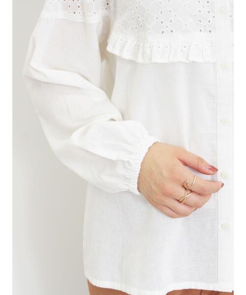 Samansa Mos2（サマンサ モスモス）の「レース切替フリルブラウス