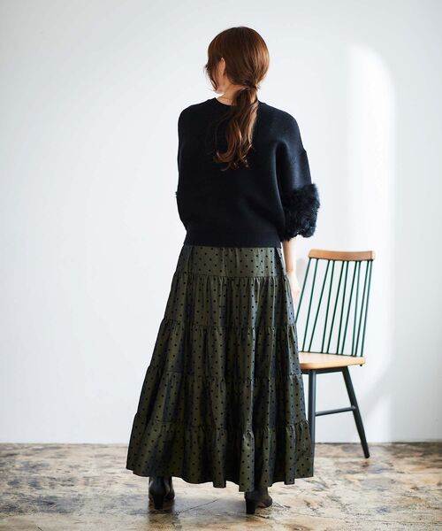 le.coeur blanc(ルクールブラン)の「《手洗い可能》TORRAZZO DONNA2WAYラビットファートップス(ニット/セーター・レディース・アイボリー/ブラック/グレー・38)」の8枚目の写真