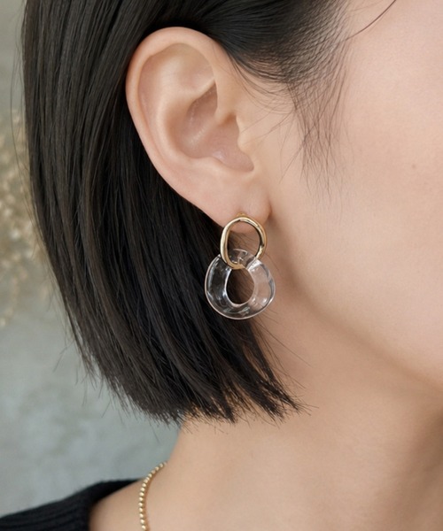 ciite'(シーテ)の「clear hoop pierced earrings / クリア フープ ピアス (両耳用)(ピアス(両耳用)・レディース・ゴールド/シルバー・FREE)」の2枚目の写真