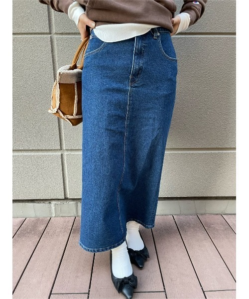 Right-on（ライトオン）の「デニムナロースカート（デニムスカート・レディース・ダークインディゴブルー・S/M/L/XL）」の13枚目の写真