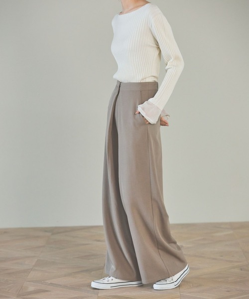 LAKOLE(ラコレ)の「ウエストフックワイドパンツ / 148693(その他パンツ・レディース・グレイッシュベージュ/ブラック/ベージュ・MEDIUM/SMALL)」の22枚目の写真
