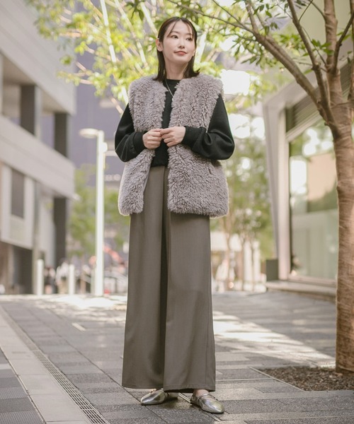 LAKOLE(ラコレ)の「ウエストフックワイドパンツ / 148693(その他パンツ・レディース・グレイッシュベージュ/ブラック/ベージュ・MEDIUM/SMALL)」の5枚目の写真