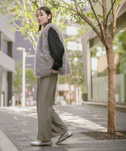 LAKOLE(ラコレ)の「ウエストフックワイドパンツ / 148693(その他パンツ・レディース・グレイッシュベージュ/ブラック/ベージュ・MEDIUM/SMALL)」の6枚目の写真