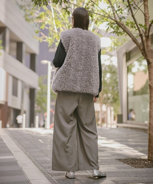 LAKOLE(ラコレ)の「ウエストフックワイドパンツ / 148693(その他パンツ・レディース・グレイッシュベージュ/ブラック/ベージュ・MEDIUM/SMALL)」の7枚目の写真