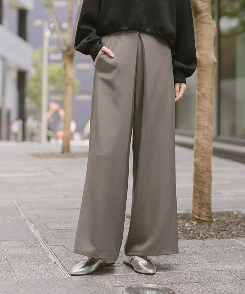 LAKOLE(ラコレ)の「ウエストフックワイドパンツ / 148693(その他パンツ・レディース・グレイッシュベージュ/ブラック/ベージュ・MEDIUM/SMALL)」の10枚目の写真