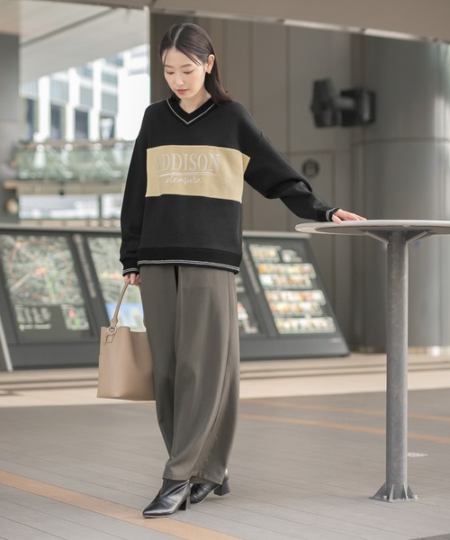 LAKOLE(ラコレ)の「ウエストフックワイドパンツ / 148693(その他パンツ・レディース・グレイッシュベージュ/ブラック/ベージュ・MEDIUM/SMALL)」の8枚目の写真