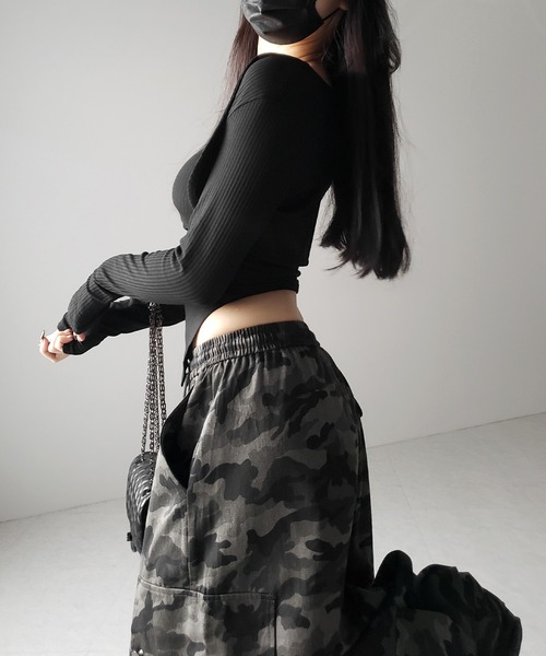 アンサンブル 「 ２点セット 」シャーリングリボンベアトップス ＆ ショートカーディガン SET ／ shirring ribbon bare top 2点セット 】シャーリングリボンベアトップス ＆ ショート