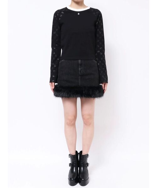 EATME(イートミー)の「ラグランスリーブロゴプリントTOP(Tシャツ/カットソー・レディース・ブラック/アイボリー・FREE)」の3枚目の写真