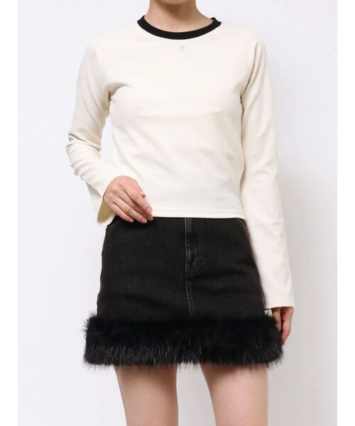 EATME(イートミー)の「ラグランスリーブロゴプリントTOP(Tシャツ/カットソー・レディース・ブラック/アイボリー・FREE)」の6枚目の写真