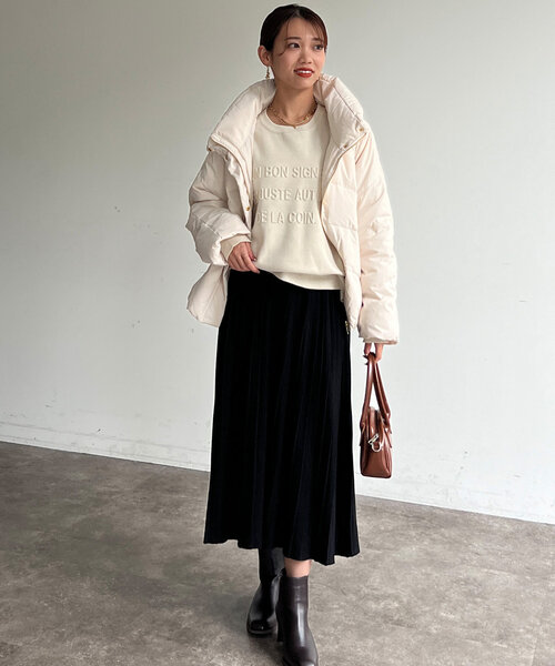 Chez toi(シェトワ)の「プリーツニットスカート(スカート・レディース・グレー/ブラック/キャメル・FREE)」の16枚目の写真