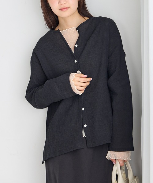 LAVEANGE(ラビアンジェ)の「【洗える】シアーブラウスカーデ(シャツ/ブラウス・レディース・レッド/ブラック/オフホワイト・M/LL/3L/4L/5L)」の15枚目の写真