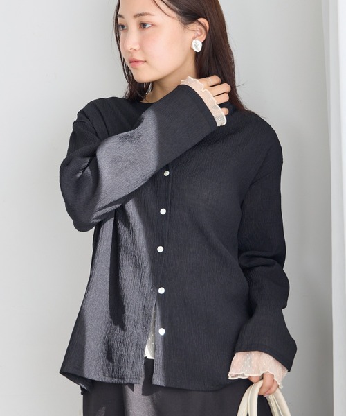 LAVEANGE(ラビアンジェ)の「【洗える】シアーブラウスカーデ(シャツ/ブラウス・レディース・レッド/ブラック/オフホワイト・M/LL/3L/4L/5L)」の16枚目の写真