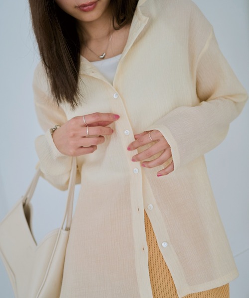 LAVEANGE(ラビアンジェ)の「【洗える】シアーブラウスカーデ(シャツ/ブラウス・レディース・レッド/ブラック/オフホワイト・M/LL/3L/4L/5L)」の8枚目の写真