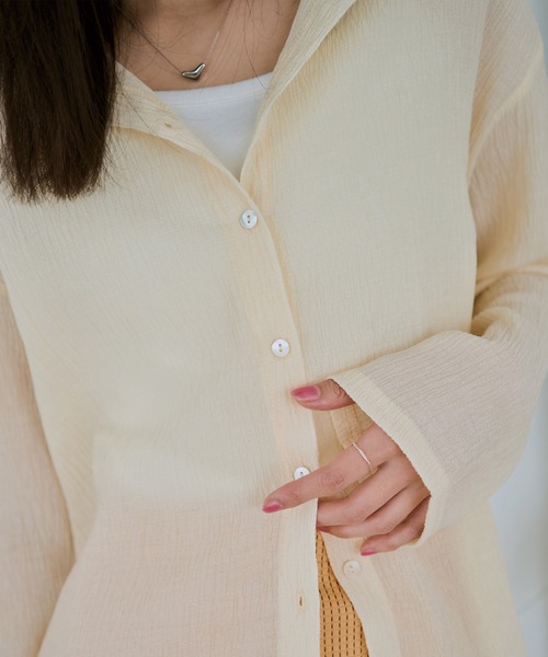 LAVEANGE(ラビアンジェ)の「【洗える】シアーブラウスカーデ(シャツ/ブラウス・レディース・レッド/ブラック/オフホワイト・M/LL/3L/4L/5L)」の9枚目の写真