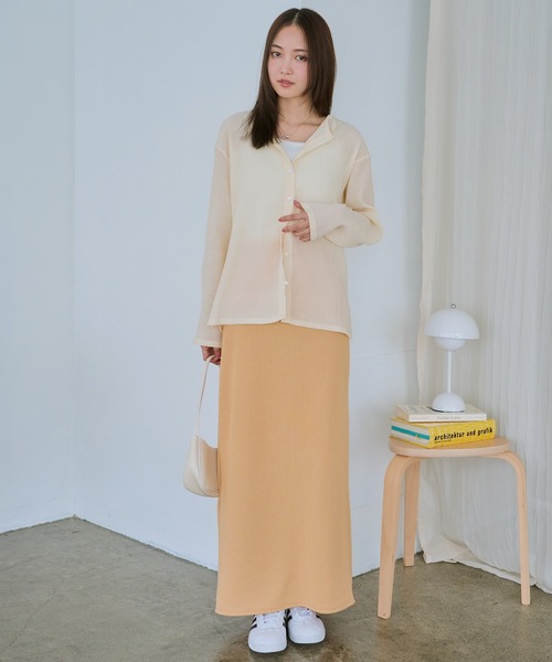 LAVEANGE(ラビアンジェ)の「【洗える】シアーブラウスカーデ(シャツ/ブラウス・レディース・レッド/ブラック/オフホワイト・M/LL/3L/4L/5L)」の10枚目の写真