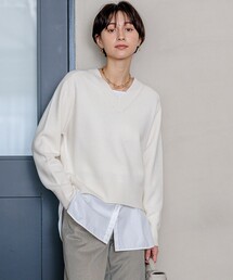 【Oggi2月号掲載/洗える】ウールカシミヤ Vネック ニット