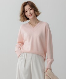 【Oggi2月号掲載/洗える】ウールカシミヤ Vネック ニット