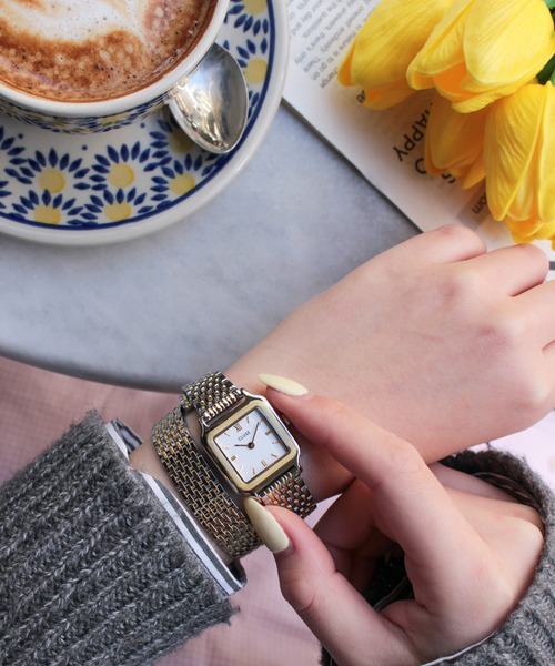 CLUSE（クルース）の「「CLUSE/クルース」グラシューズ ペティット ダブルレザー　ラップブレスストラップ　２重巻き（アナログ腕時計・レディース・ゴールド系/ブラウン/ベージュ/シルバー×ゴールド/ゴールド系2・FREE）」の4枚目の写真