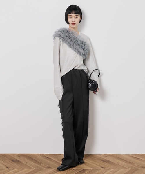 Shelly island（シェリーアイランド）の「マルチWAYチュールビスチェ付きラメトップス（Tシャツ/カットソー・レディース・ブラック/チャコールグレー/ホワイト・FREE）」の20枚目の写真