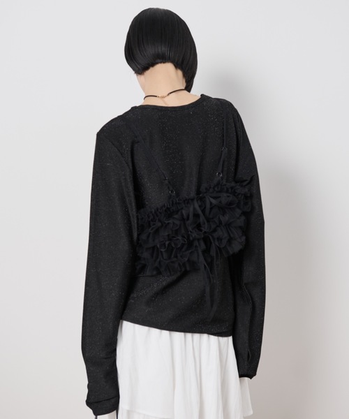 Shelly island（シェリーアイランド）の「マルチWAYチュールビスチェ付きラメトップス（Tシャツ/カットソー・レディース・ブラック/チャコールグレー/ホワイト・FREE）」の9枚目の写真