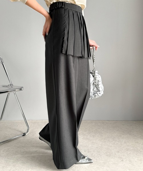 classicalelf(クラシカルエルフ)の「大人可愛い!キレイめボックスプリーツとワイドパンツのレイヤードコーデが楽しめる♪スカートパンツ(セットアイテム)(その他パンツ・レディース・グレー・X-LARGE/LARGE/SMALL/MEDIUM)」の1枚目の写真