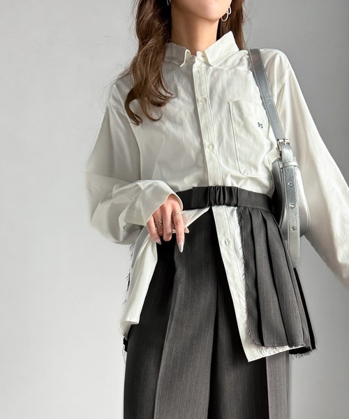 classicalelf(クラシカルエルフ)の「大人可愛い!キレイめボックスプリーツとワイドパンツのレイヤードコーデが楽しめる♪スカートパンツ(セットアイテム)(その他パンツ・レディース・グレー・X-LARGE/LARGE/SMALL/MEDIUM)」の2枚目の写真