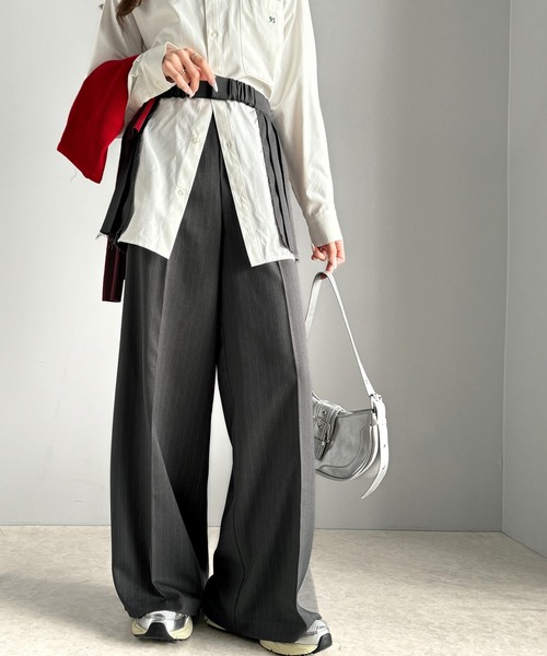 classicalelf(クラシカルエルフ)の「大人可愛い!キレイめボックスプリーツとワイドパンツのレイヤードコーデが楽しめる♪スカートパンツ(セットアイテム)(その他パンツ・レディース・グレー・X-LARGE/LARGE/SMALL/MEDIUM)」の5枚目の写真