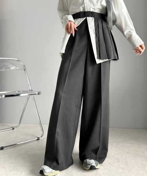 classicalelf(クラシカルエルフ)の「大人可愛い!キレイめボックスプリーツとワイドパンツのレイヤードコーデが楽しめる♪スカートパンツ(セットアイテム)(その他パンツ・レディース・グレー・X-LARGE/LARGE/SMALL/MEDIUM)」の20枚目の写真