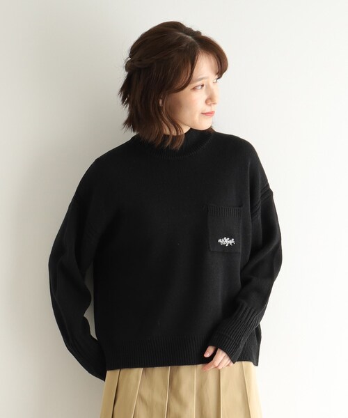 【セール】【ウール混／ブランブルロゴ／4colors】ポケット付き刺繍ニット（ニット/セーター）｜LAURA ASHLEY（ローラアシュレイ）