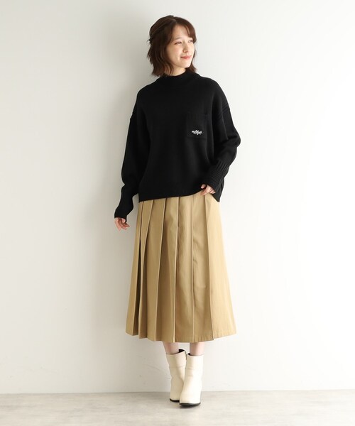 【セール】【ウール混／ブランブルロゴ／4colors】ポケット付き刺繍ニット（ニット/セーター）｜LAURA ASHLEY（ローラアシュレイ）