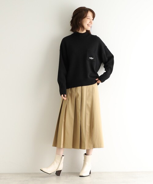 【セール】【ウール混／ブランブルロゴ／4colors】ポケット付き刺繍ニット（ニット/セーター）｜LAURA ASHLEY（ローラアシュレイ）