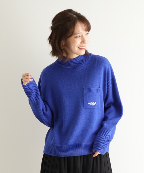 【セール】【ウール混／ブランブルロゴ／4colors】ポケット付き刺繍ニット（ニット/セーター）｜LAURA ASHLEY（ローラアシュレイ）