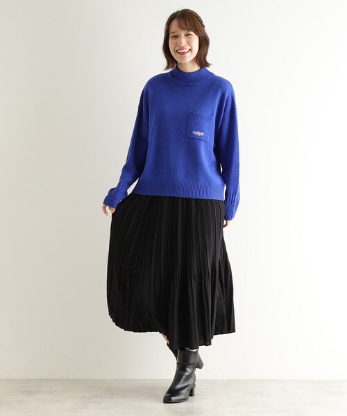 【セール】【ウール混／ブランブルロゴ／4colors】ポケット付き刺繍ニット（ニット/セーター）｜LAURA ASHLEY（ローラアシュレイ）