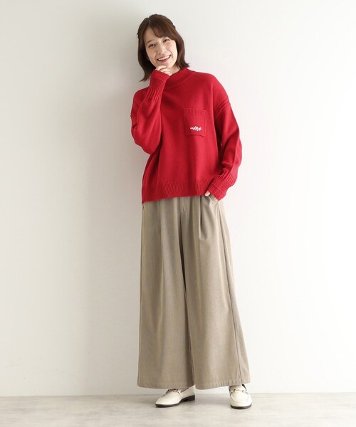 【セール】【ウール混／ブランブルロゴ／4colors】ポケット付き刺繍ニット（ニット/セーター）｜LAURA ASHLEY（ローラアシュレイ）