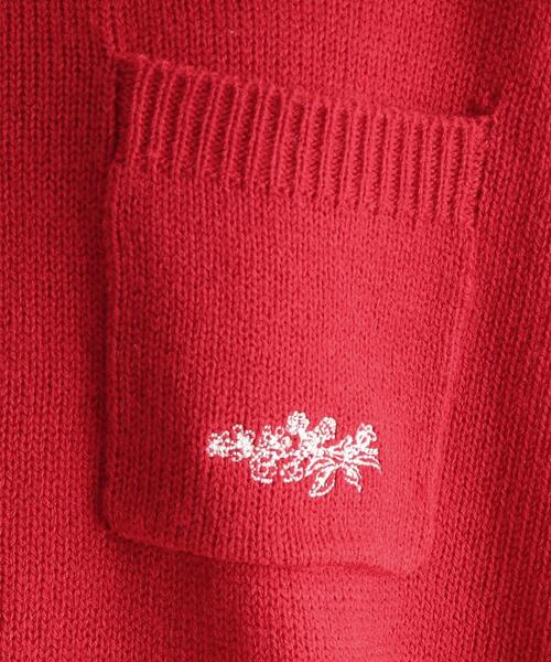 【セール】【ウール混／ブランブルロゴ／4colors】ポケット付き刺繍ニット（ニット/セーター）｜LAURA ASHLEY（ローラアシュレイ）