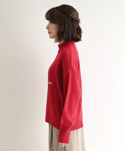 【セール】【ウール混／ブランブルロゴ／4colors】ポケット付き刺繍ニット（ニット/セーター）｜LAURA ASHLEY（ローラアシュレイ）