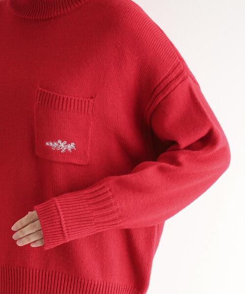 【セール】【ウール混／ブランブルロゴ／4colors】ポケット付き刺繍ニット（ニット/セーター）｜LAURA ASHLEY（ローラアシュレイ）