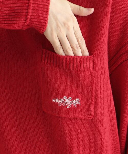 【セール】【ウール混／ブランブルロゴ／4colors】ポケット付き刺繍ニット（ニット/セーター）｜LAURA ASHLEY（ローラアシュレイ）