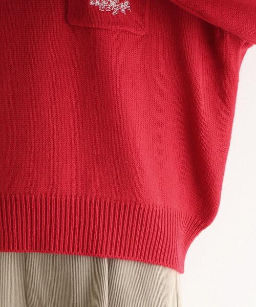 【セール】【ウール混／ブランブルロゴ／4colors】ポケット付き刺繍ニット（ニット/セーター）｜LAURA ASHLEY（ローラアシュレイ）