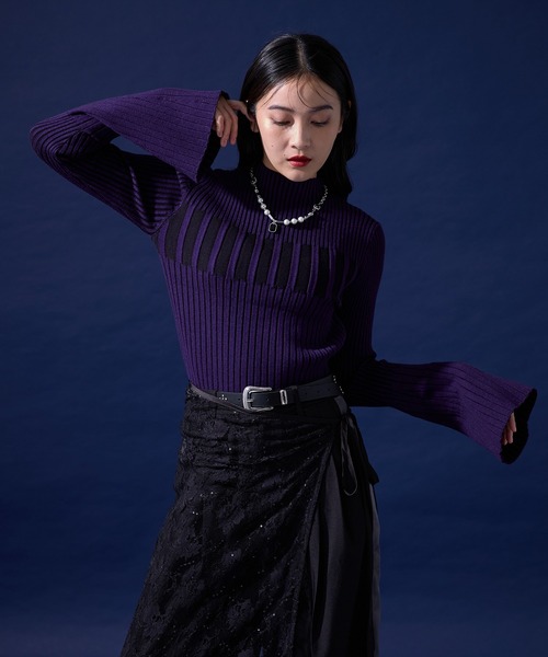 Ellno de Mavie（エルノデメヴィ）の「バイカラーリブフレアニット