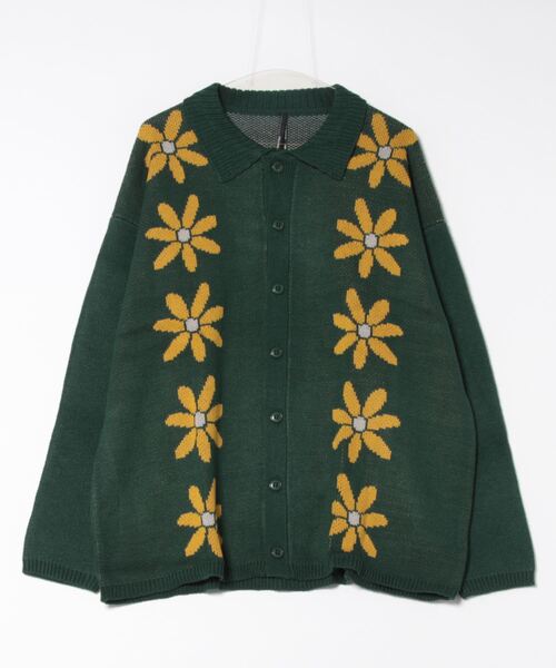 【セール】フラワージャガード 襟付き ニットカーディガン（カーディガン/ボレロ）｜Revo.（レボ）