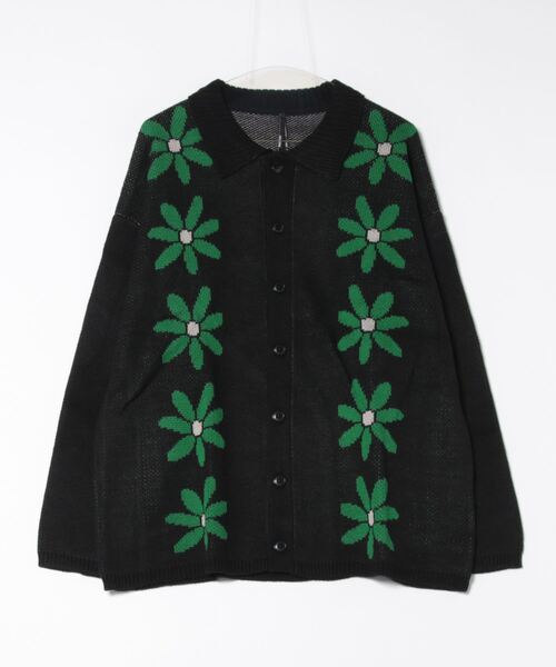 【セール】フラワージャガード 襟付き ニットカーディガン（カーディガン/ボレロ）｜Revo.（レボ）