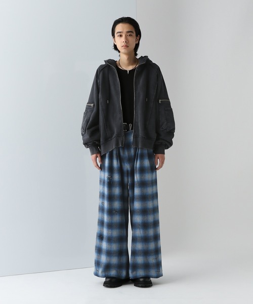 HARE（ハレ）の「ダメージチェックパンツ(HARE)（その他パンツ・メンズ・ブラック/ブルー・MEDIUM/SMALL）」の6枚目の写真