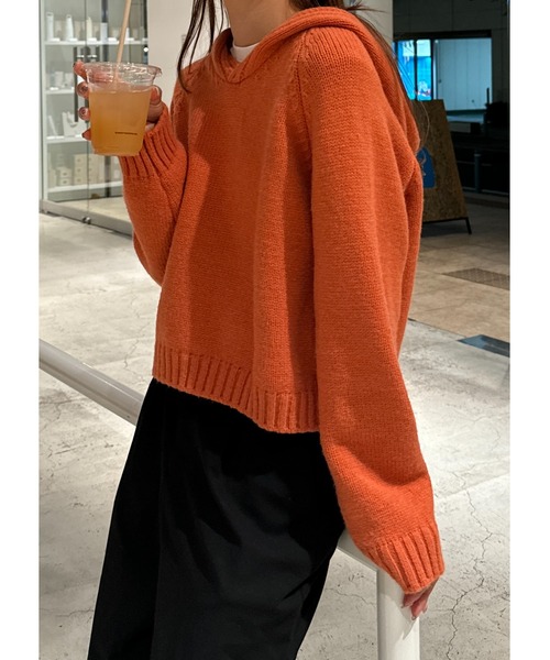 Sorriso（ソリッソ）の「フード付き コージー セーター（ニット/セーター・レディース・オレンジ・FREE）」の2枚目の写真
