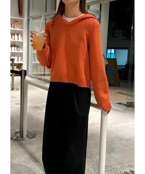 Sorriso（ソリッソ）の「フード付き コージー セーター（ニット/セーター・レディース・オレンジ・FREE）」の5枚目の写真