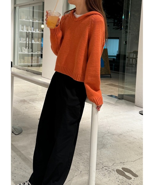 Sorriso（ソリッソ）の「フード付き コージー セーター（ニット/セーター・レディース・オレンジ・FREE）」の6枚目の写真