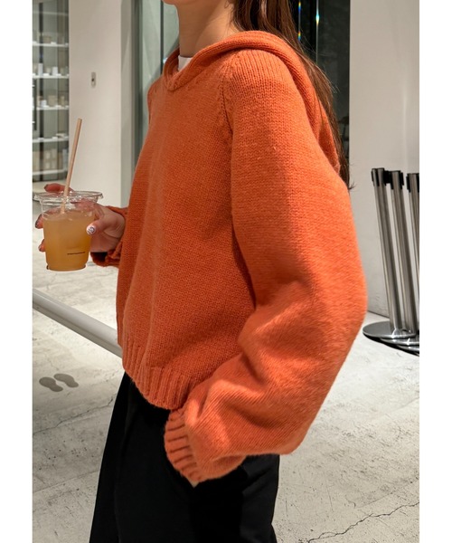 Sorriso（ソリッソ）の「フード付き コージー セーター（ニット/セーター・レディース・オレンジ・FREE）」の7枚目の写真