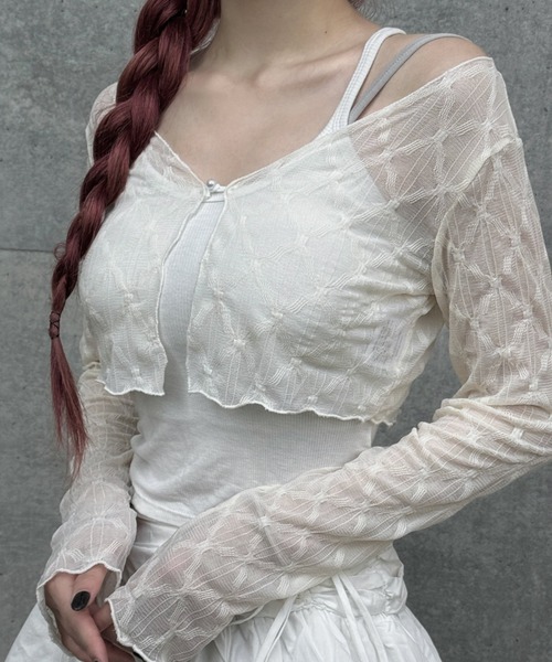 ky69【超美品】レオナールファッション カンカン素材 シースルー ボレロ ky69【超美品】レオナールファッション カンカン素材 シースルー